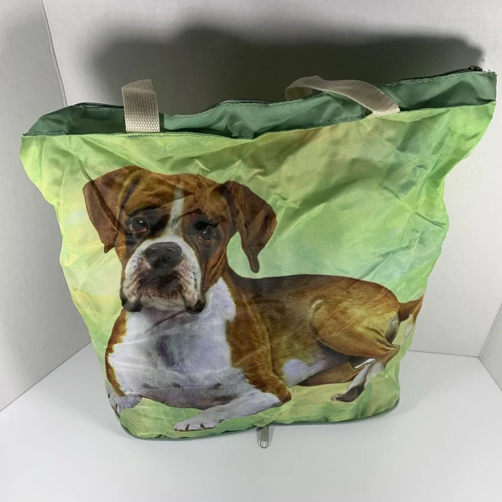 Pet Lover Totes BOXER DOG Zipper Tote Bag‎ Reusable Grocery 14x15 New Tag